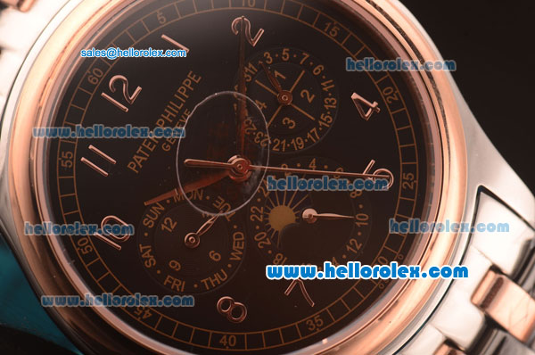 Patek Philippe Calatrava Automatic Steel Case with Rose Gold Bezel and Black Dial - Click Image to Close